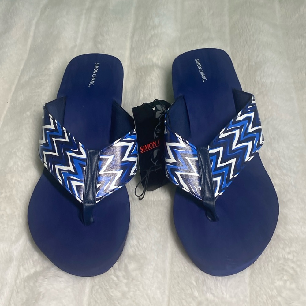 Simon Chang wedge Flip Flops size 10